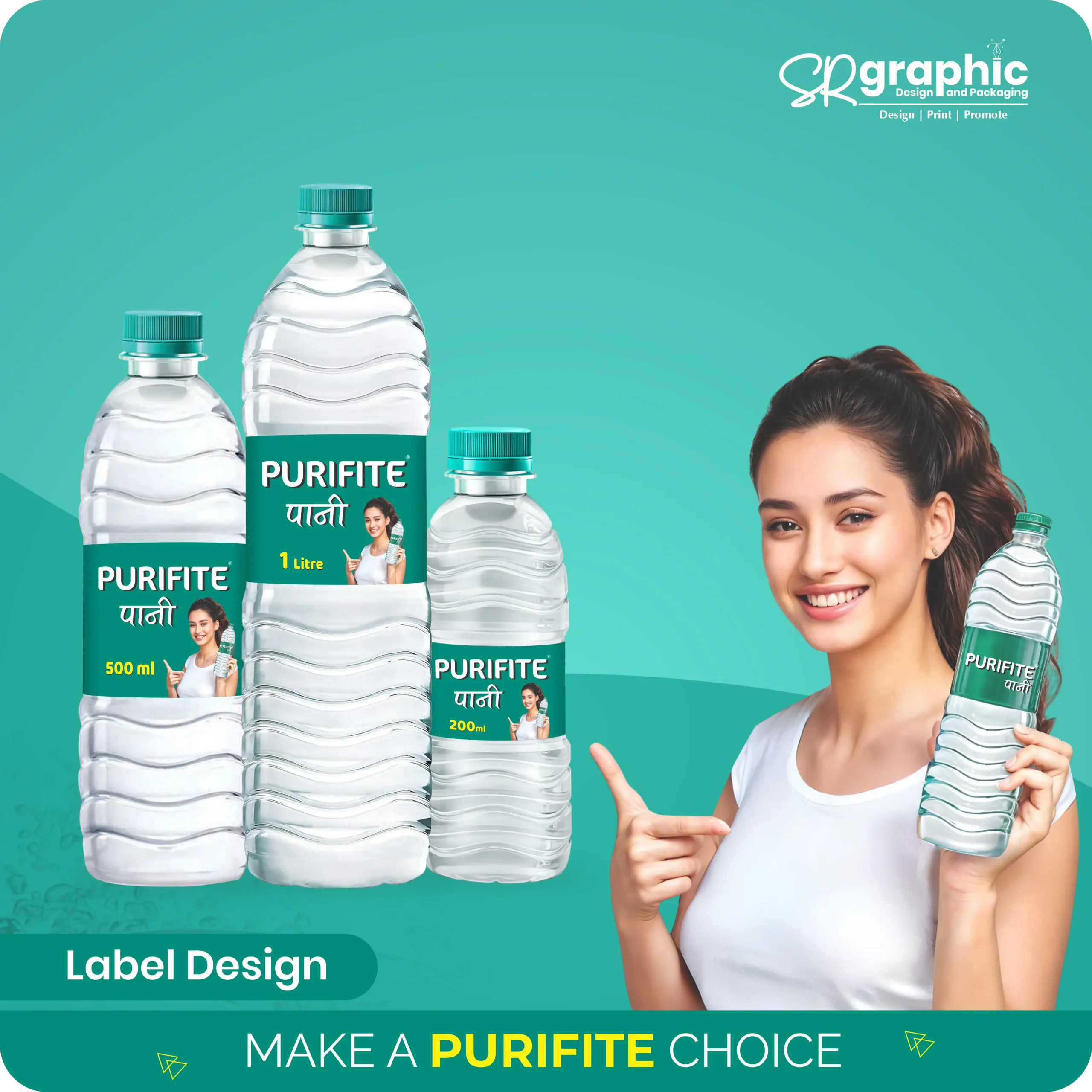Water Bottle Label Design and Printing Services by SR Graphic - Best Packaging and Printing Company in Gorakhpur